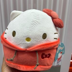 Hello Kitty Plush with Coral Hoodie and Red Bow